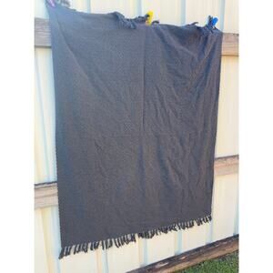 Hillfair aspiring luxury dark grey woven throw blanket 50x60 inches 100% cotton